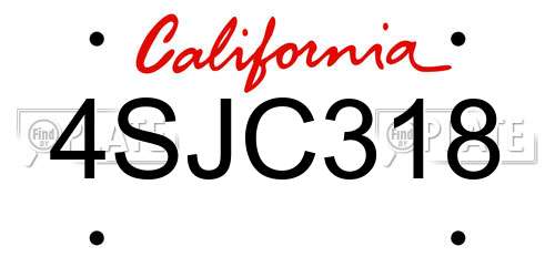 4SJC318 California License Plate