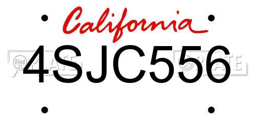 4SJC556 California License Plate