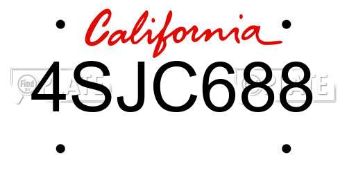 4SJC688 California License Plate