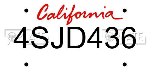 4SJD436 California License Plate