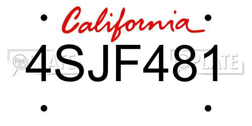 4SJF481 California License Plate