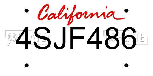 4SJF486 California License Plate