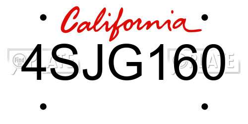 4SJG160 California License Plate