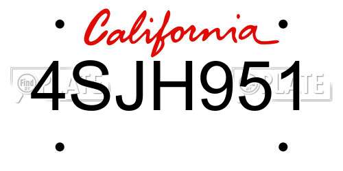 4SJH951 California License Plate