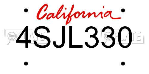 4SJL330 California License Plate