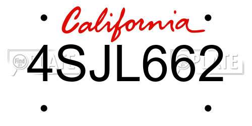 4SJL662 California License Plate