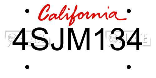4SJM134 California License Plate