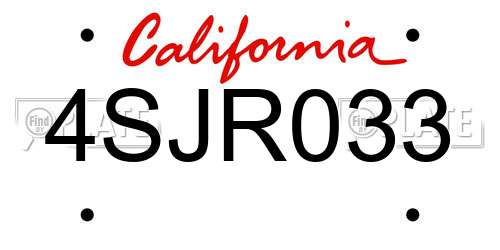 4SJR033 California License Plate