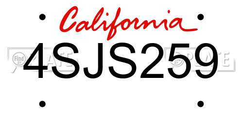 4SJS259 California License Plate