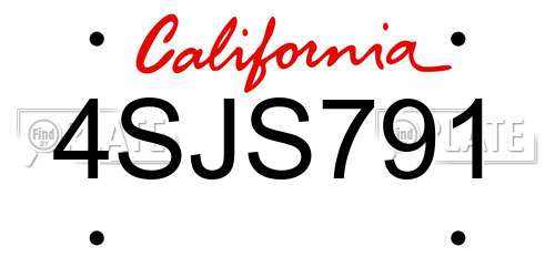4SJS791 California License Plate