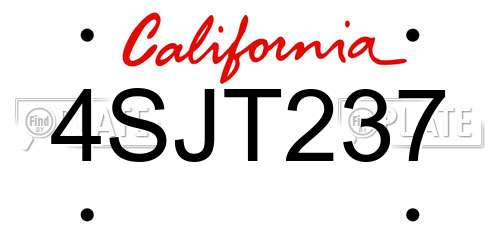 4SJT237 California License Plate