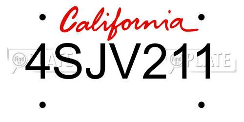 4SJV211 California License Plate