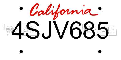 4SJV685 California License Plate