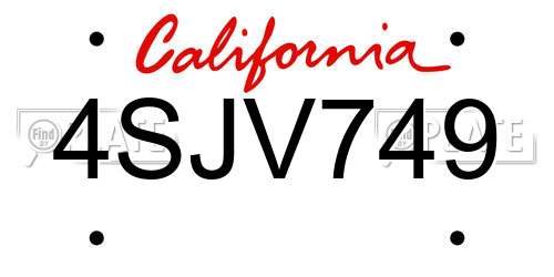 4SJV749 California License Plate