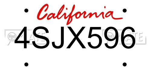 4SJX596 California License Plate