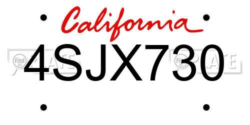 4SJX730 California License Plate