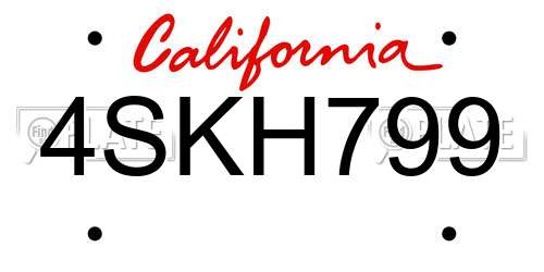 4SKH799 California License Plate