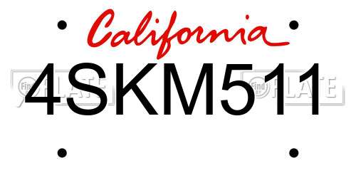 4SKM511 California License Plate