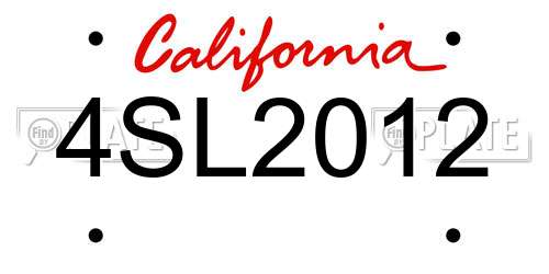 4SL2012 California License Plate