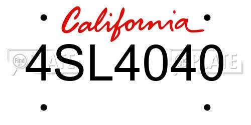 4SL4040 California License Plate