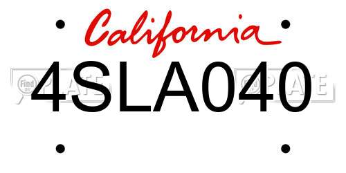 4SLA040 California License Plate