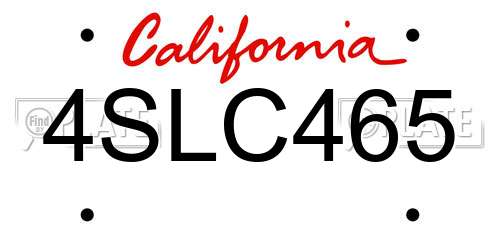 4SLC465 California License Plate