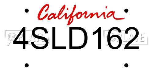 4SLD162 California License Plate