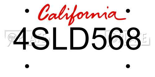 4SLD568 California License Plate