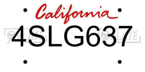 4SLG637 California License Plate