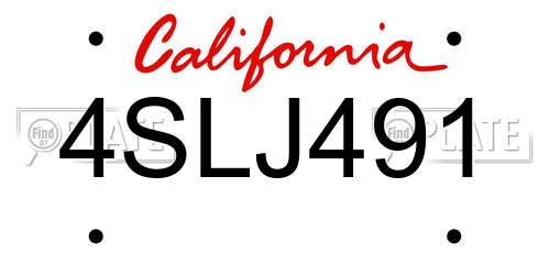 4SLJ491 California License Plate