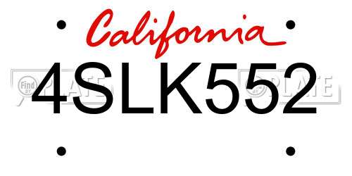 4SLK552 California License Plate