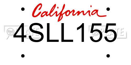 4SLL155 California License Plate
