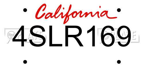 4SLR169 California License Plate