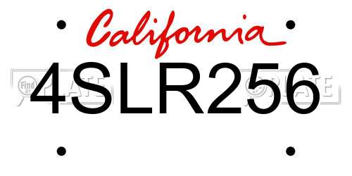 4SLR256 California License Plate