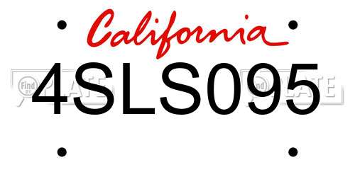 4SLS095 California License Plate