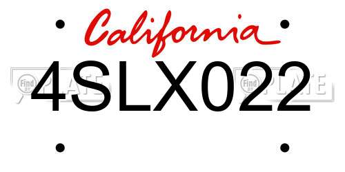 4SLX022 California License Plate