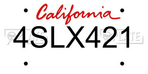4SLX421 California License Plate