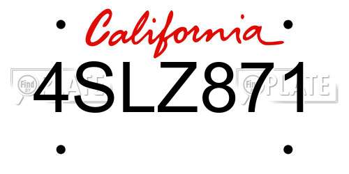 4SLZ871 California License Plate