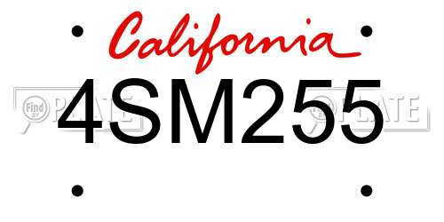 4SM255 California License Plate