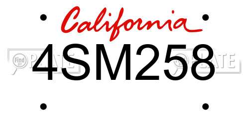 4SM258 California License Plate