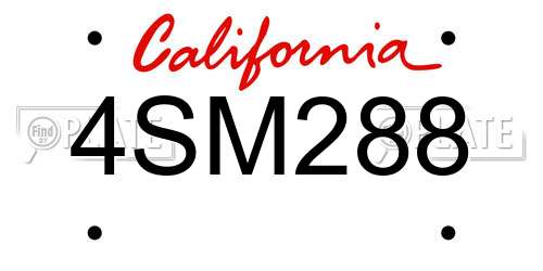 4SM288 California License Plate