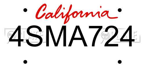4SMA724 California License Plate