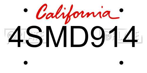 4SMD914 California License Plate