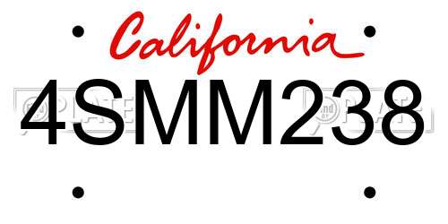 4SMM238 California License Plate