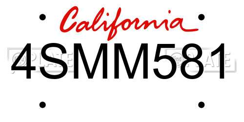4SMM581 California License Plate