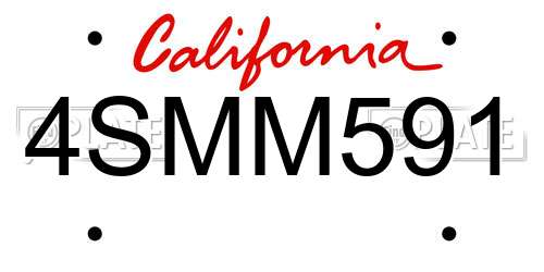 4SMM591 California License Plate