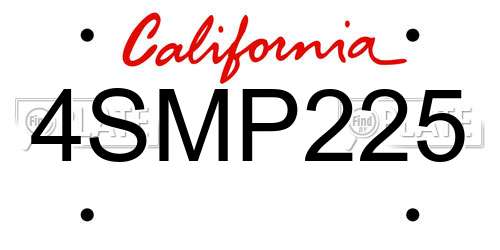 4SMP225 California License Plate