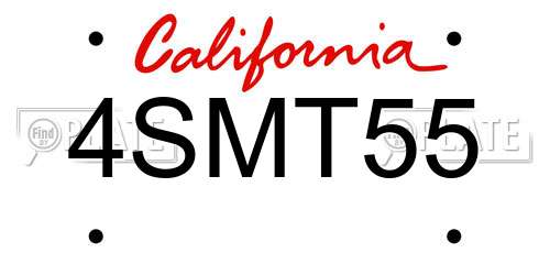 4SMT55 California License Plate