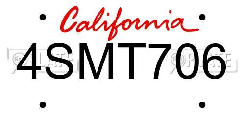 4SMT706 California License Plate