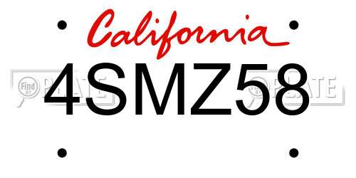 4SMZ58 California License Plate